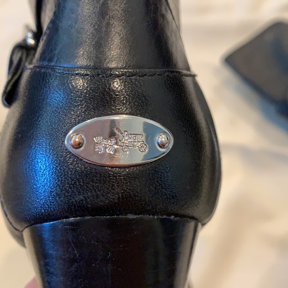 Coach black leather heeled ankle mid calf boot - Picture 5 of 7